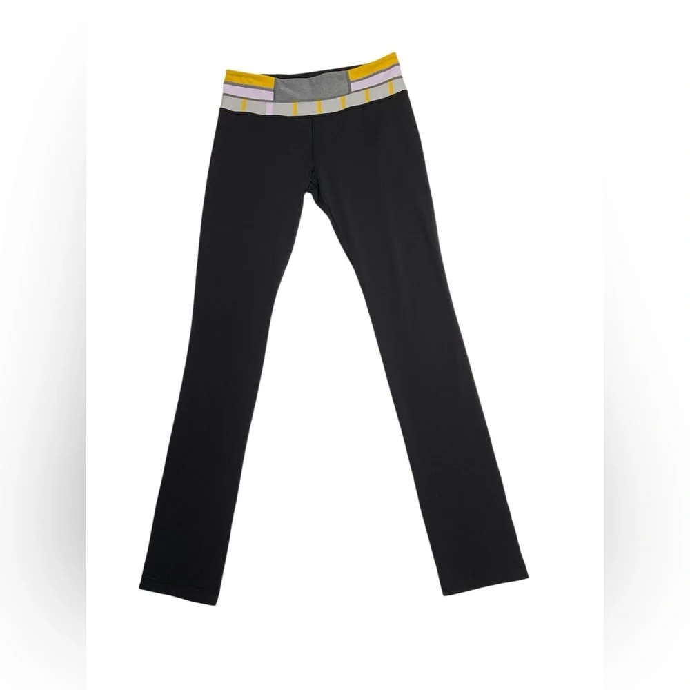Lululemon Black‎ Yoga Leggings Size 8 Colorblock Waistband